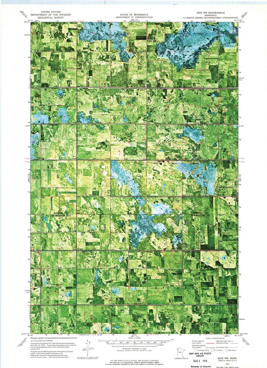 1973 Erie, MN - Minnesota - USGS Topographic Map v2