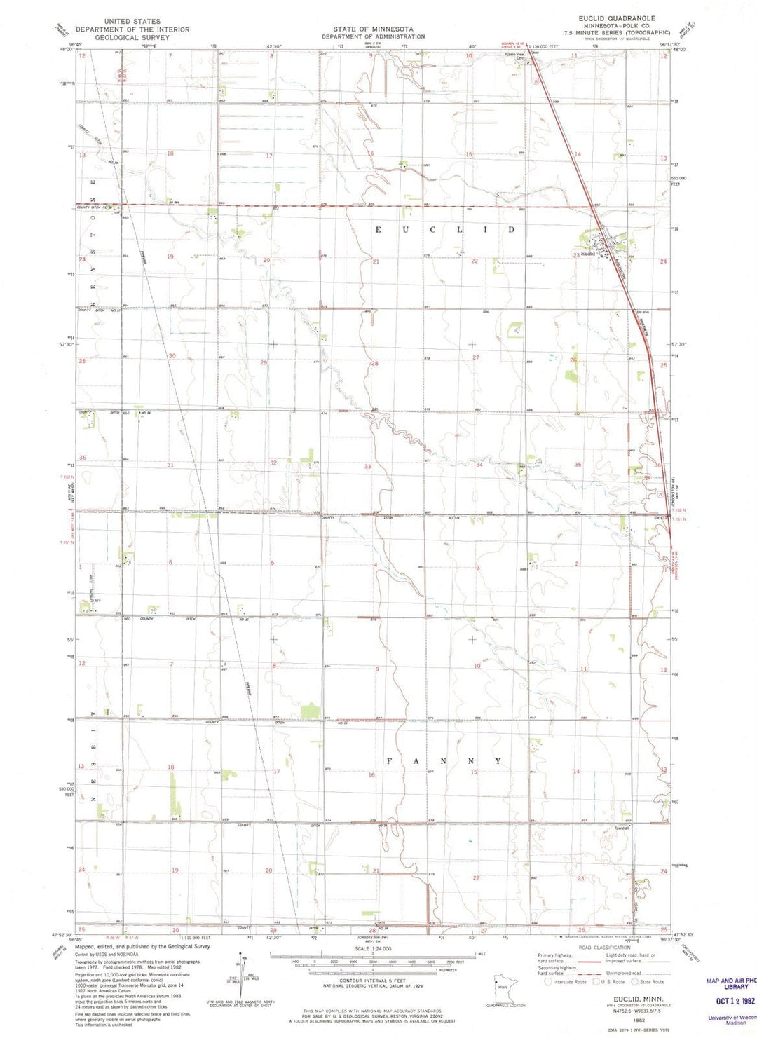 1982 Euclid, MN - Minnesota - USGS Topographic Map