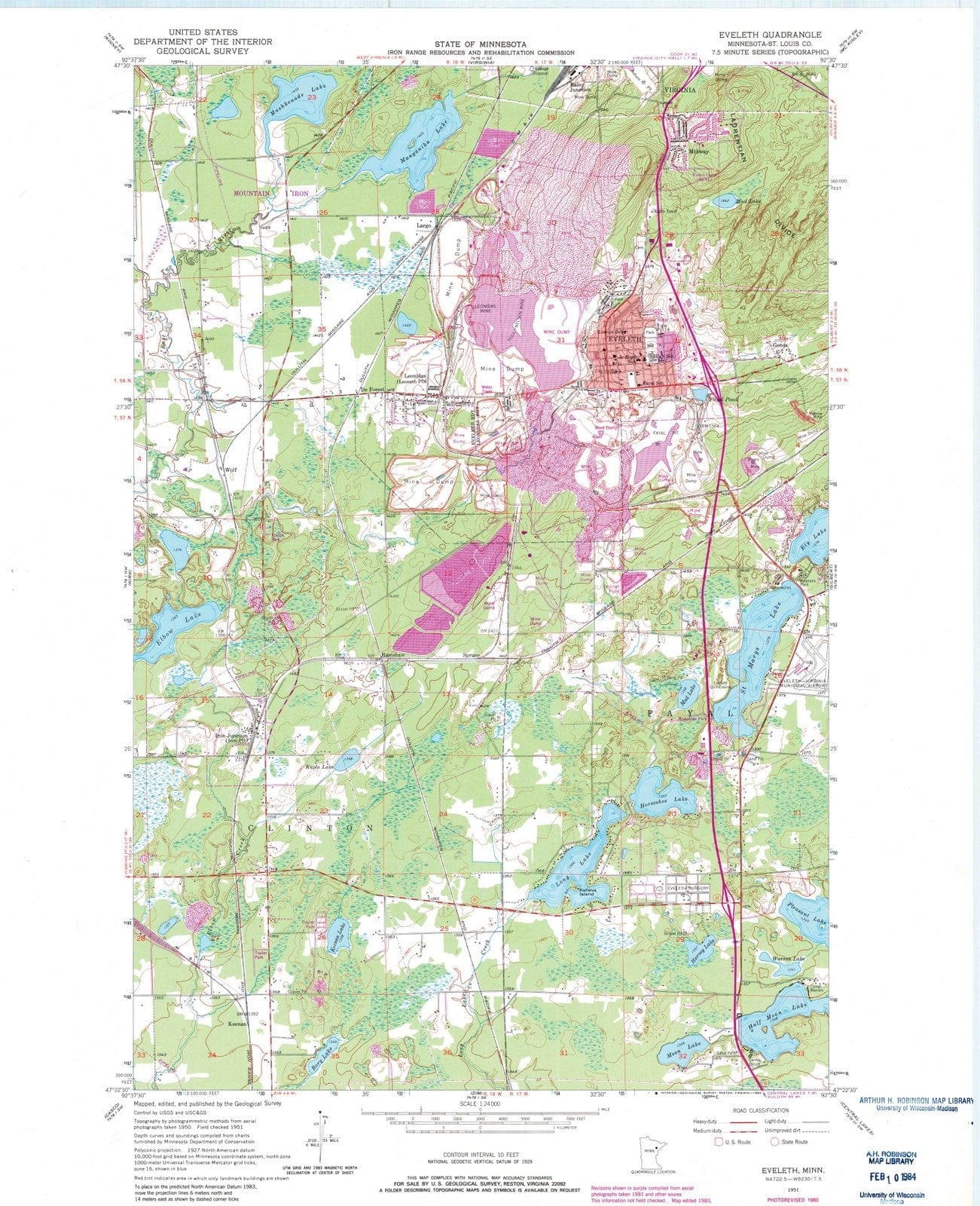 1951 Eveleth, MN - Minnesota - USGS Topographic Map