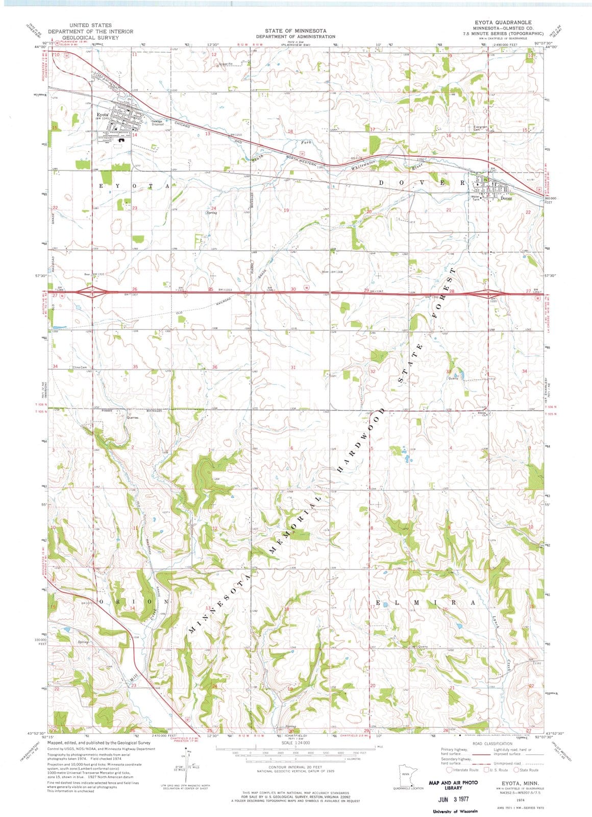 1974 Eyota, MN - Minnesota - USGS Topographic Map