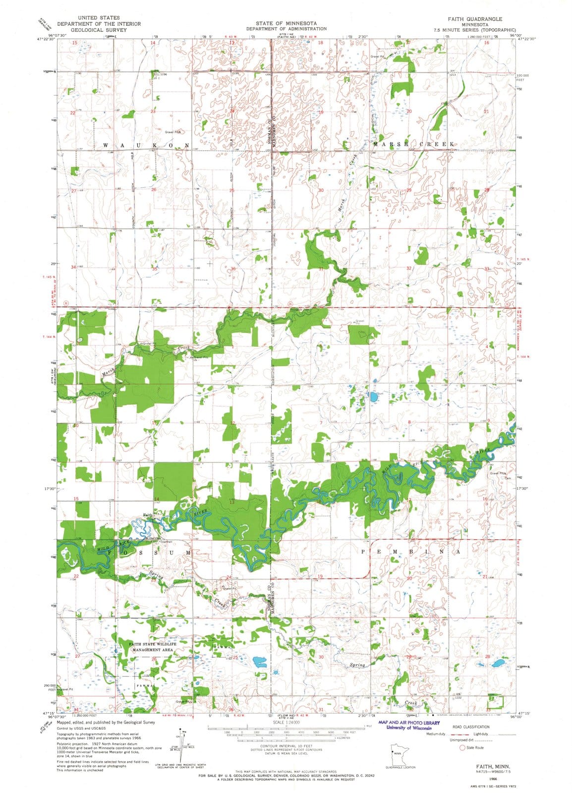 1966 Faith, MN - Minnesota - USGS Topographic Map