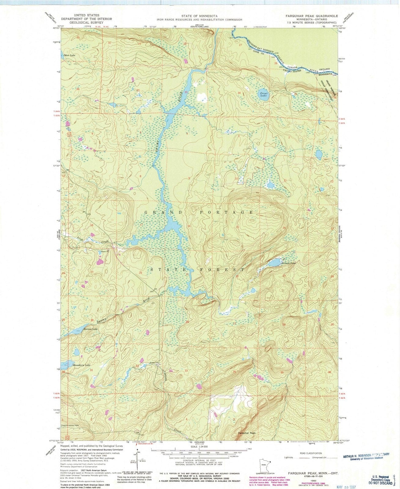 1960 Farquhar Peak, MN - Minnesota - USGS Topographic Map