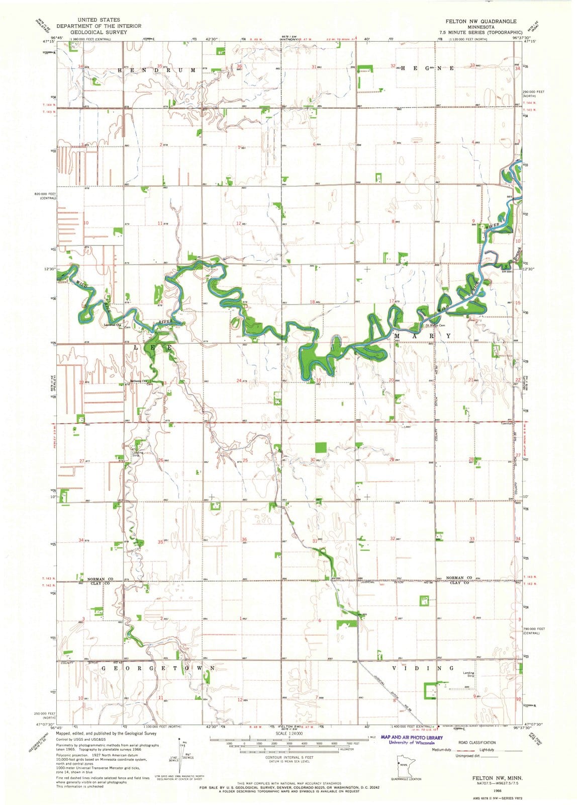 1966 Felton, MN - Minnesota - USGS Topographic Map