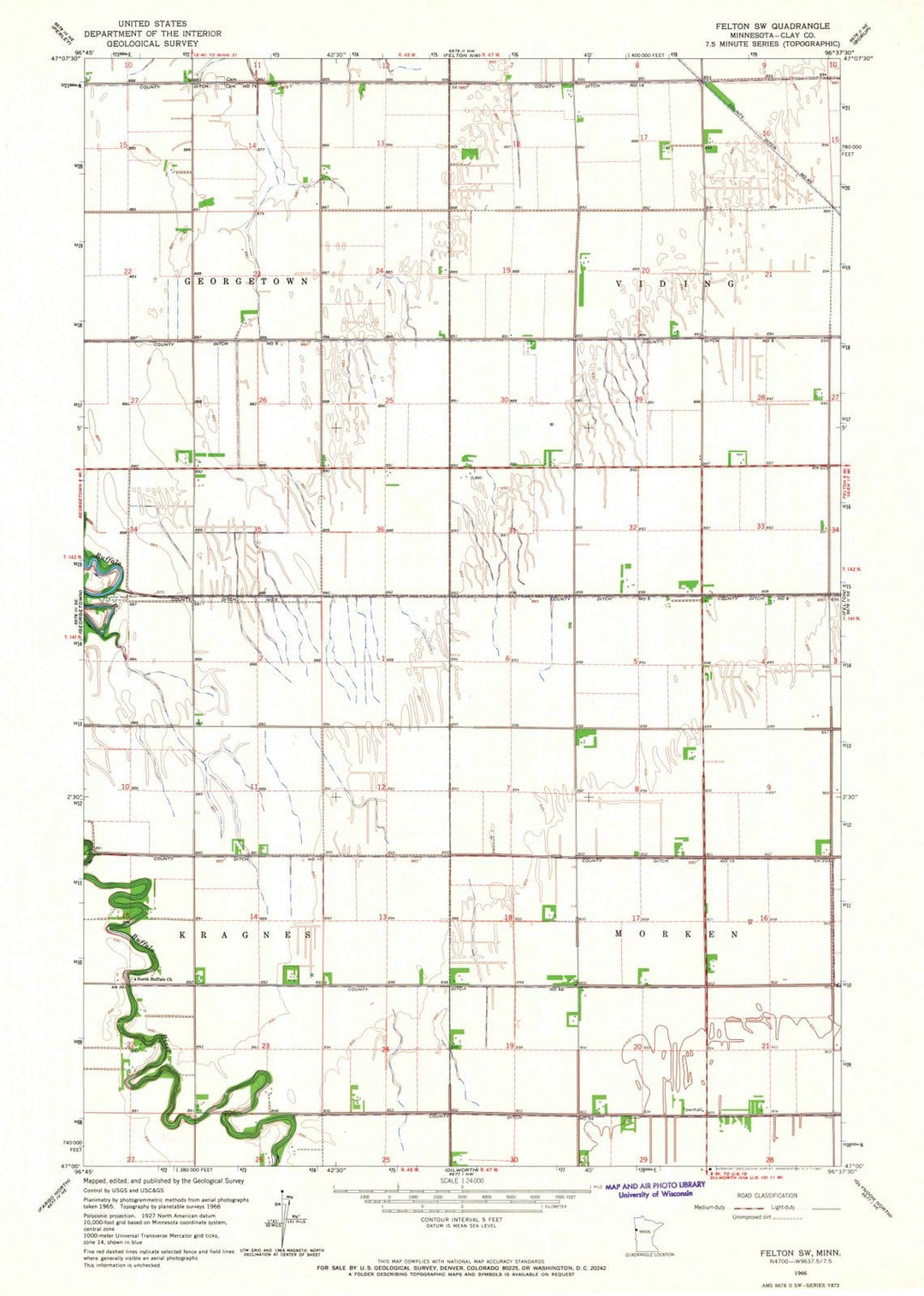 1966 Felton, MN - Minnesota - USGS Topographic Map v2