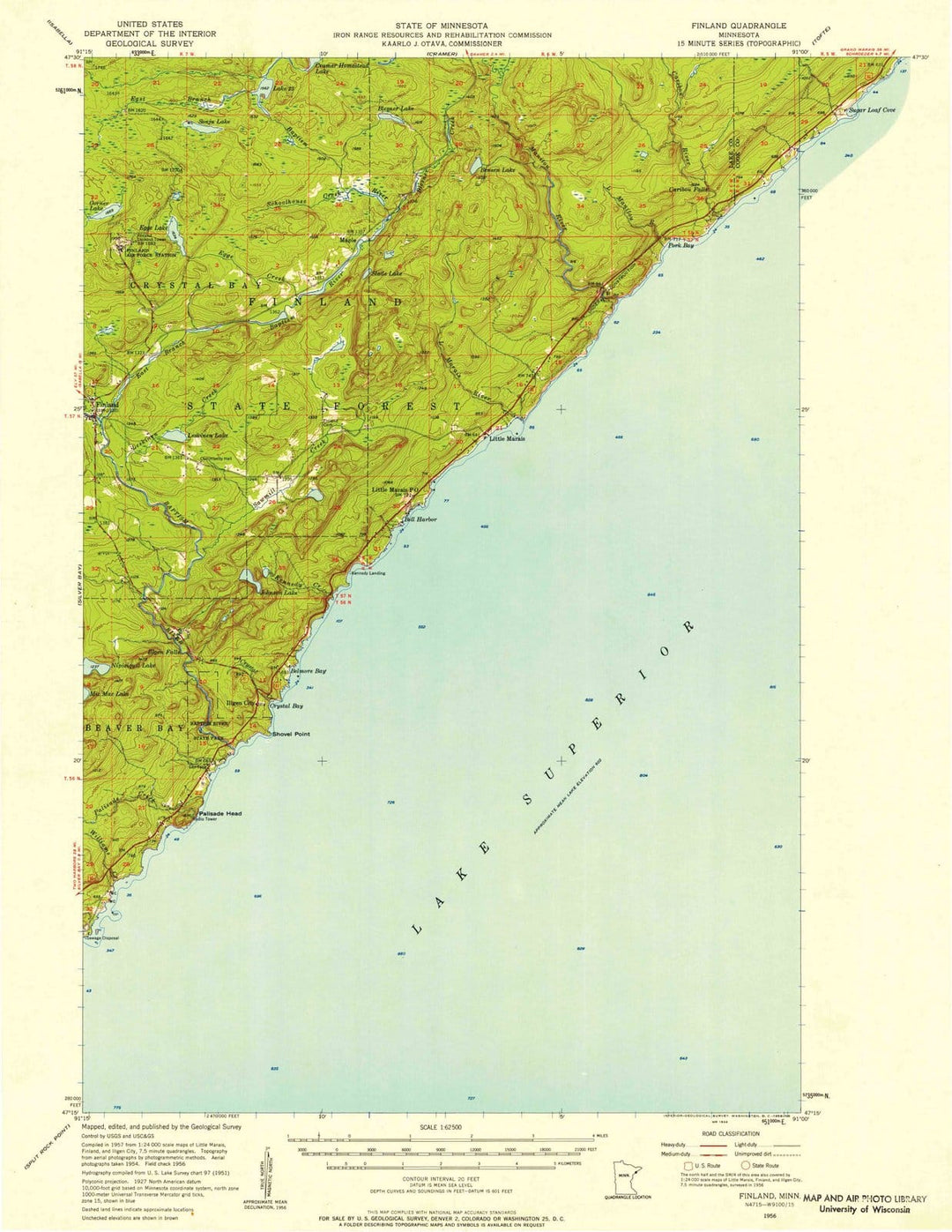 1956 Finland, MN - Minnesota - USGS Topographic Map v2