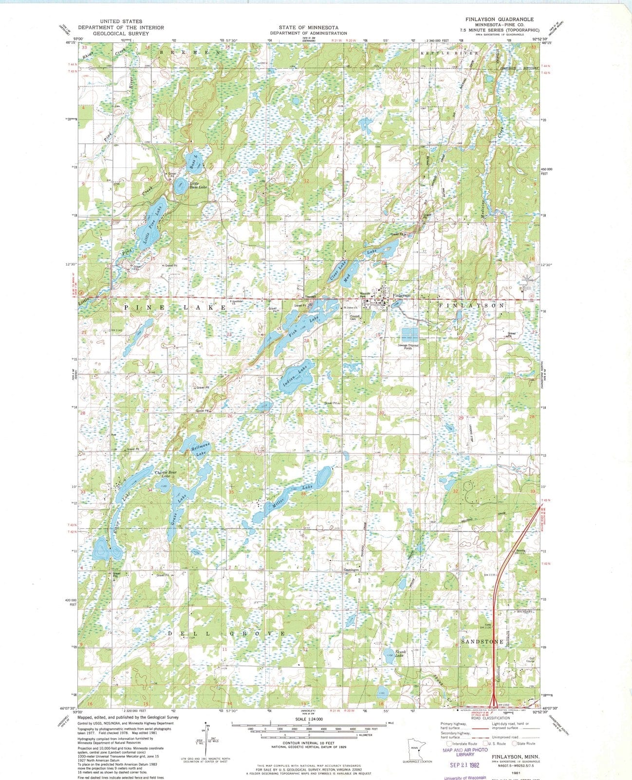 1981 Finlayson, MN - Minnesota - USGS Topographic Map