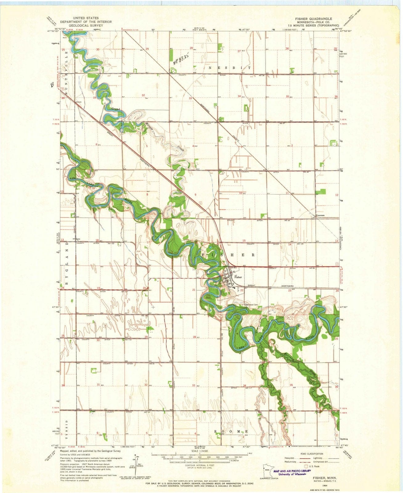 1964 Fisher, MN - Minnesota - USGS Topographic Map