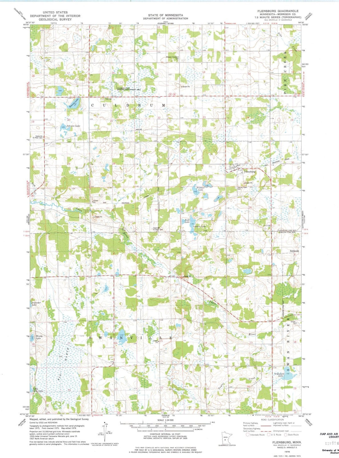 1978 Flensburg, MN - Minnesota - USGS Topographic Map