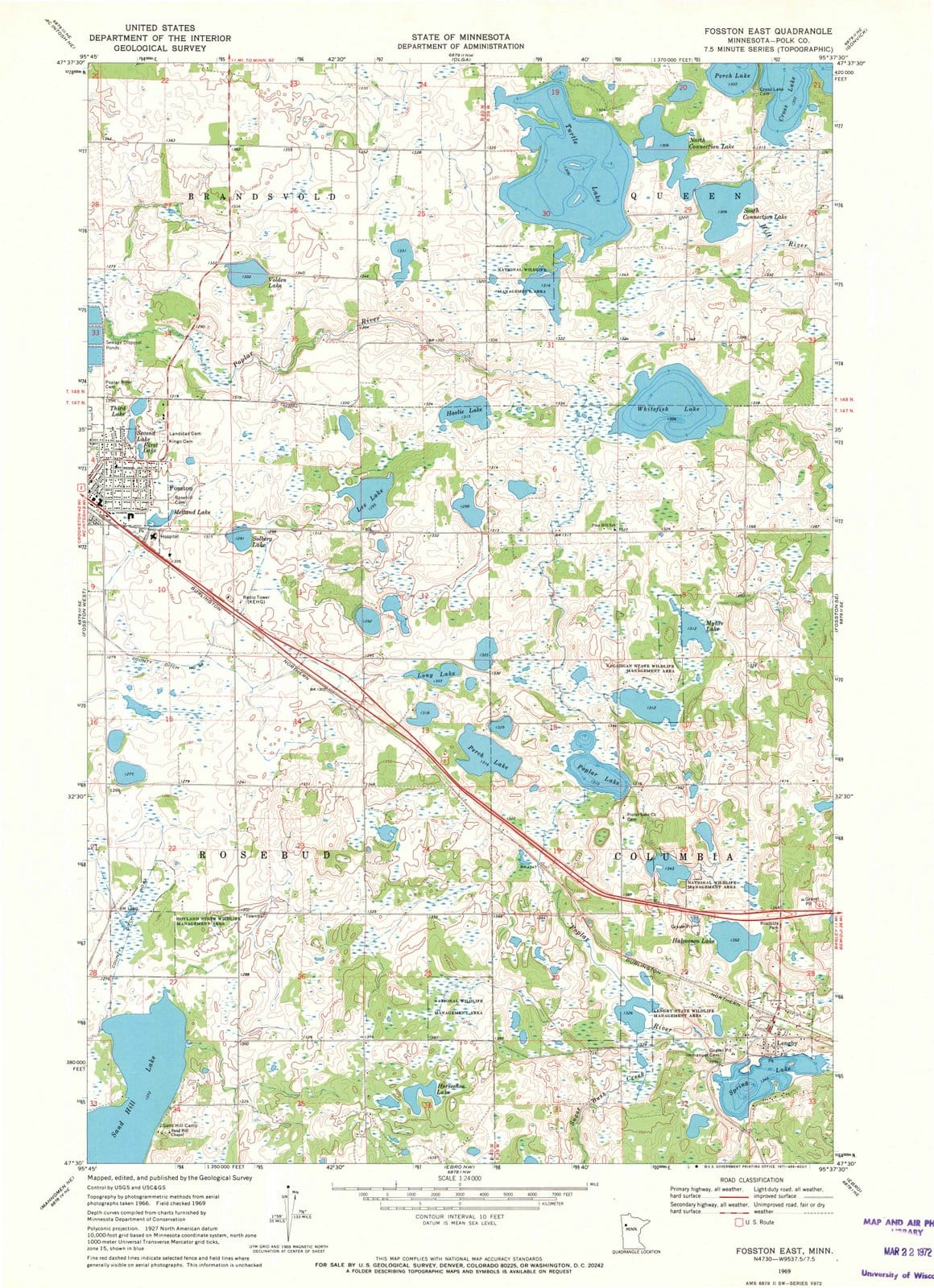 1969 Fosston East, MN - Minnesota - USGS Topographic Map