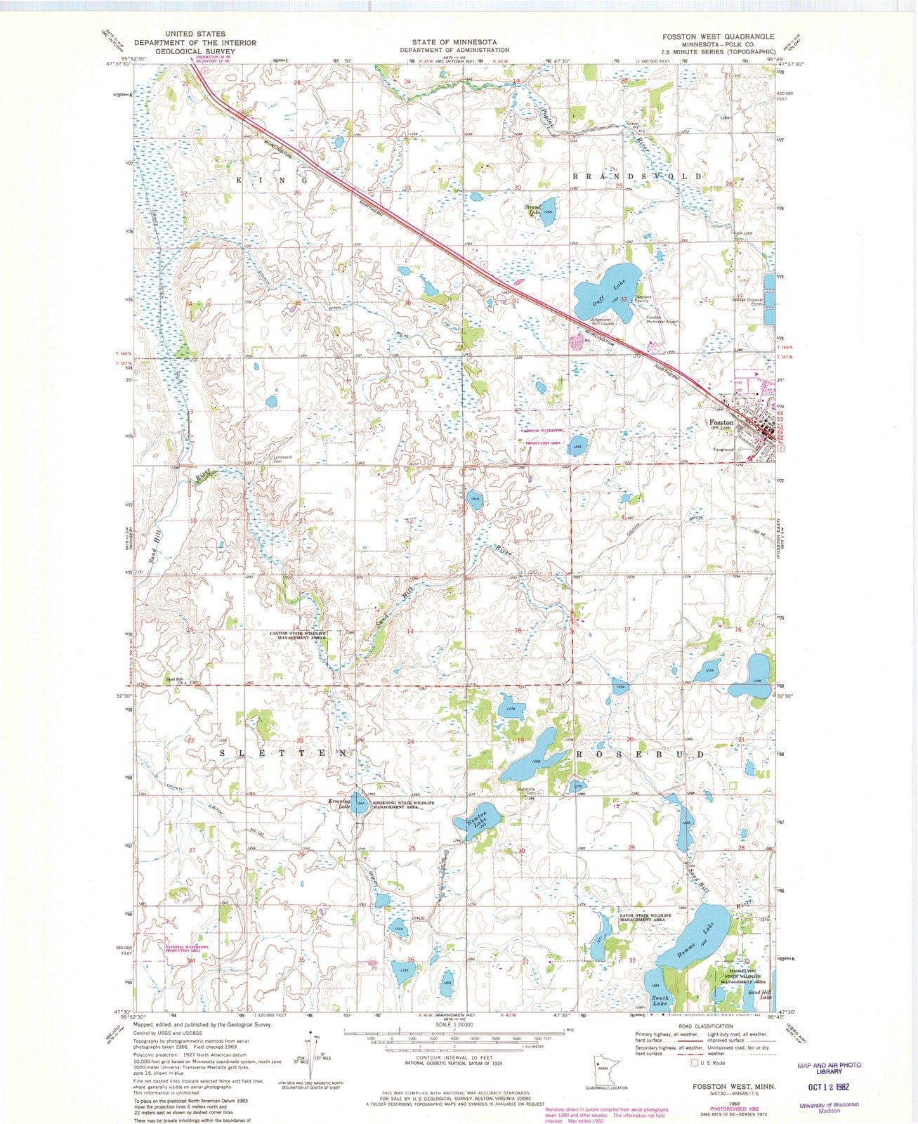 1969 Fosston West, MN - Minnesota - USGS Topographic Map