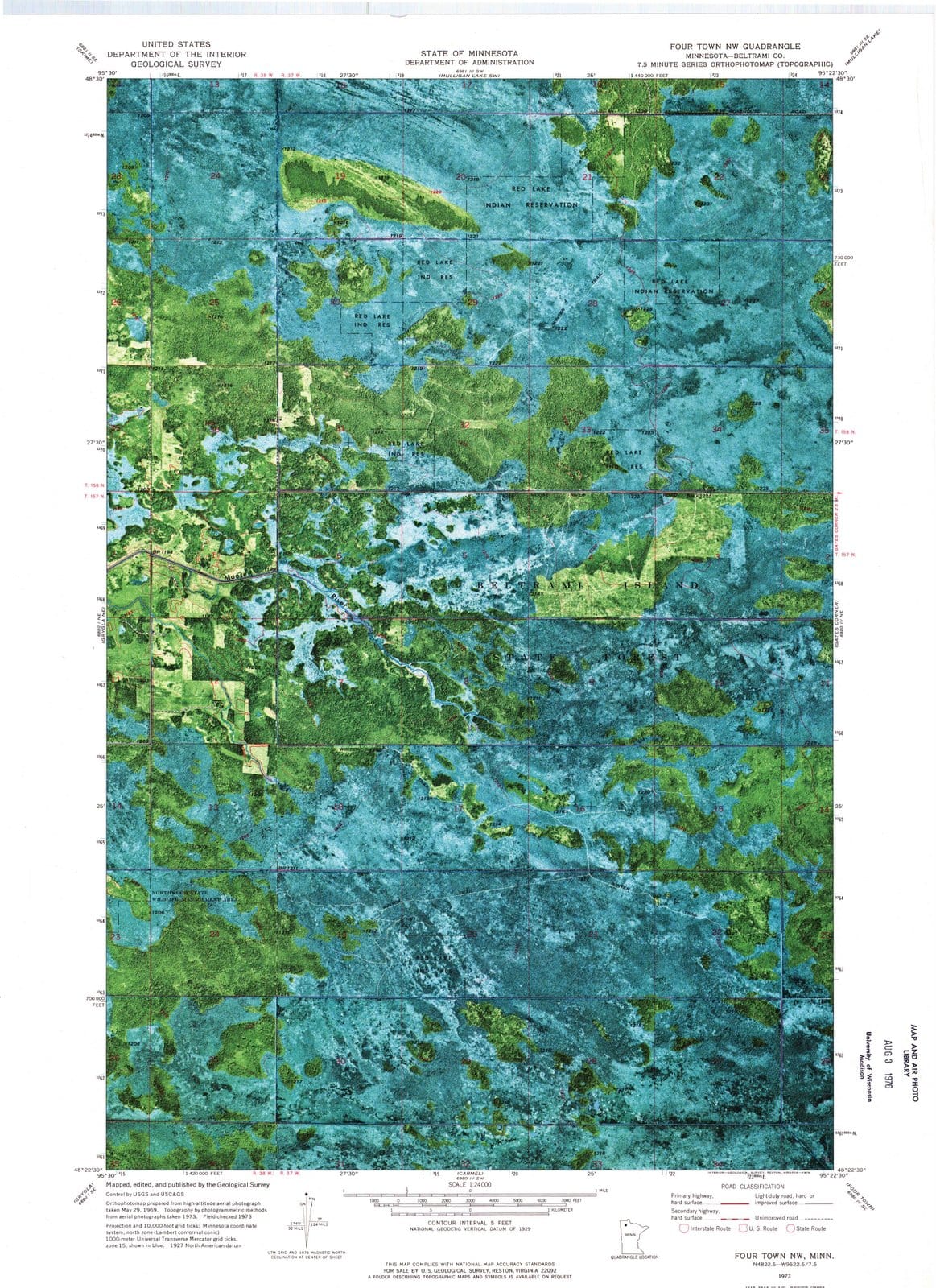 1973 Four Town, MN - Minnesota - USGS Topographic Map