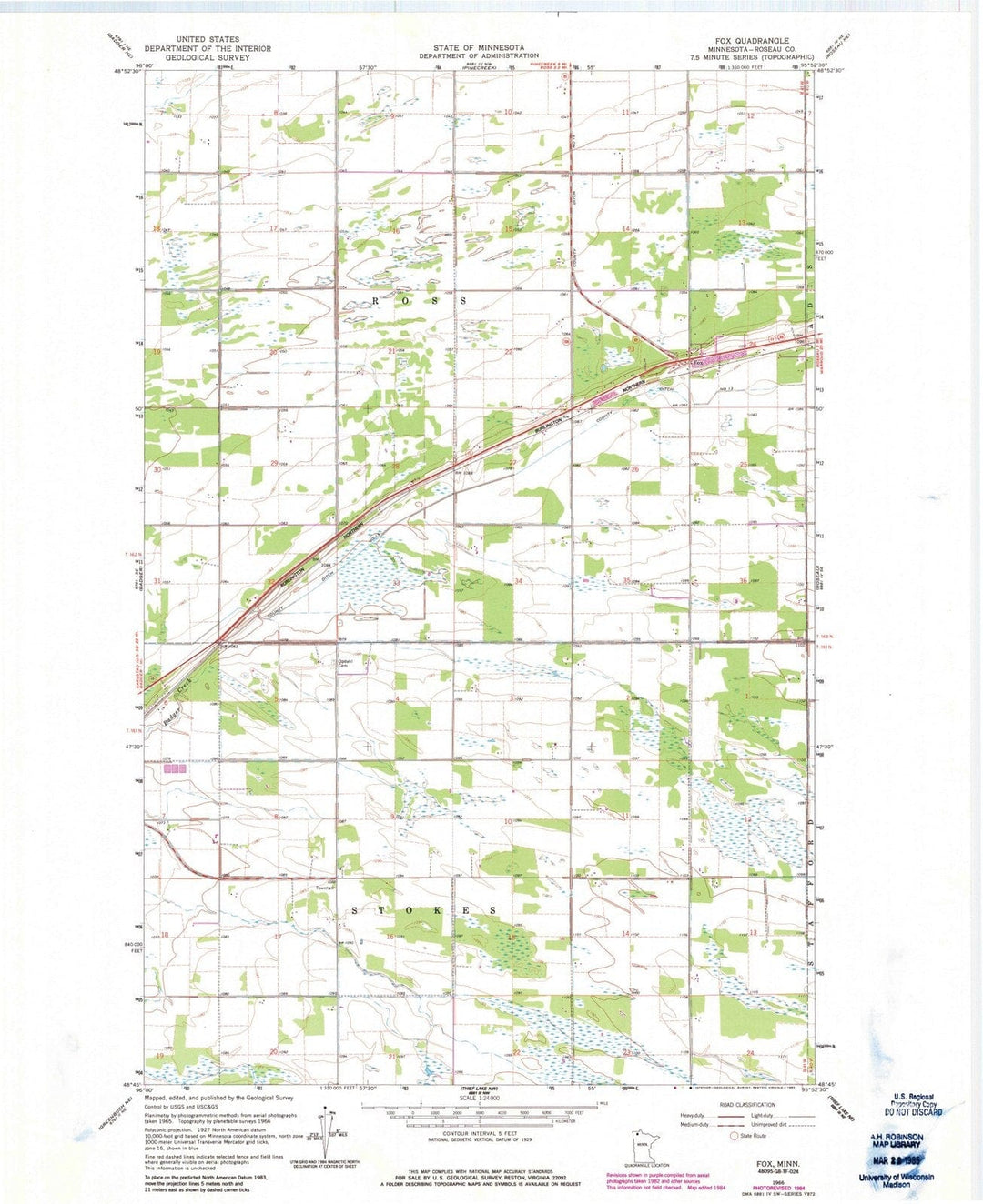 1966 Fox, MN - Minnesota - USGS Topographic Map