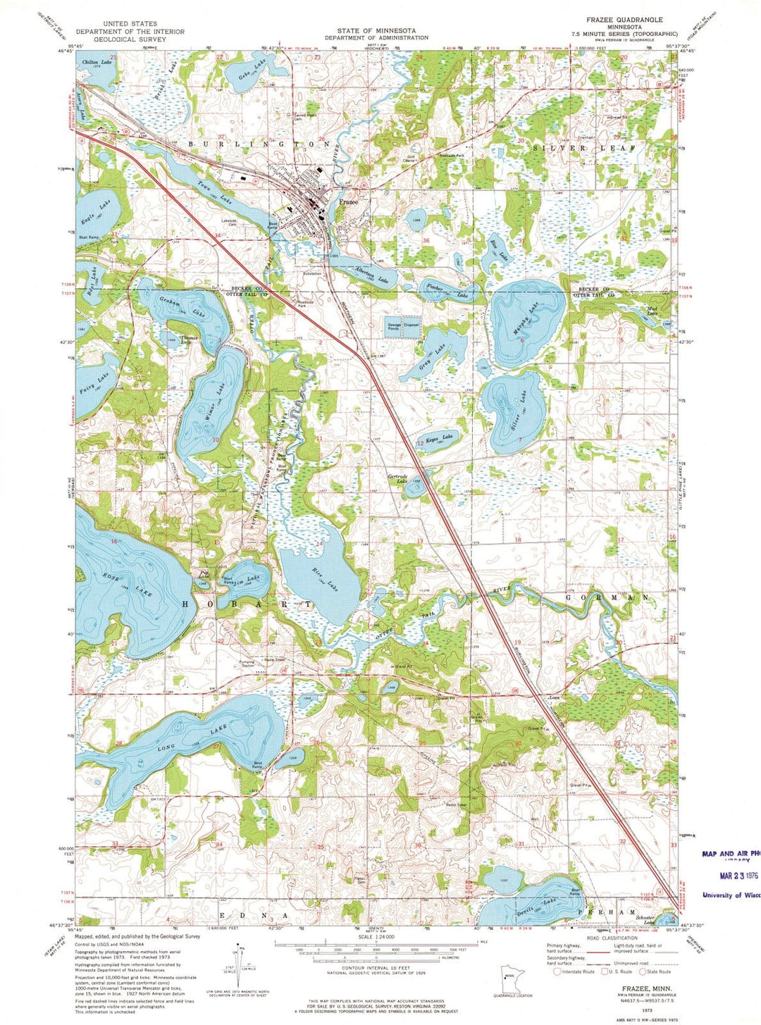 1973 Frazee, MN - Minnesota - USGS Topographic Map