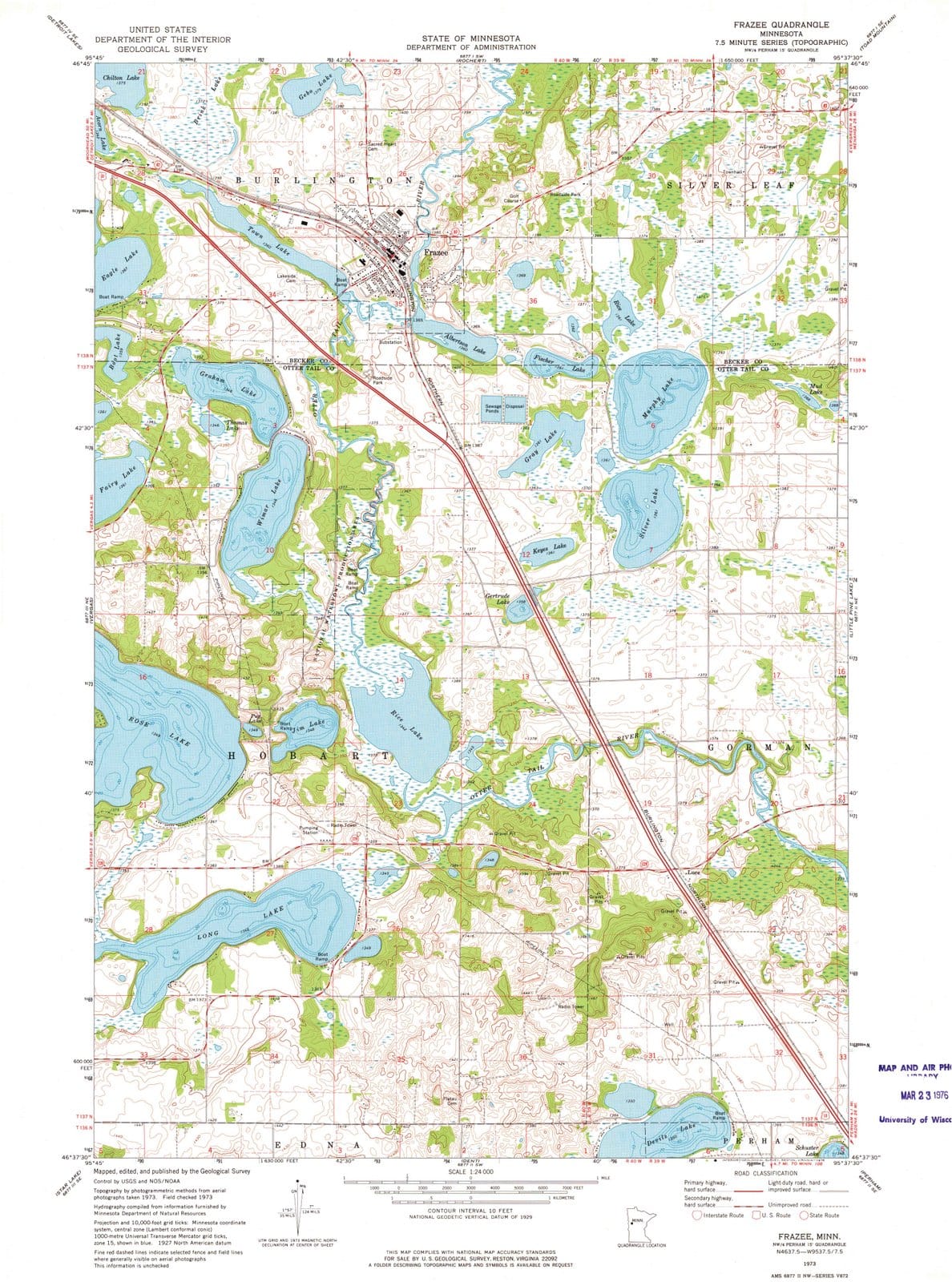 1973 Frazee, MN - Minnesota - USGS Topographic Map