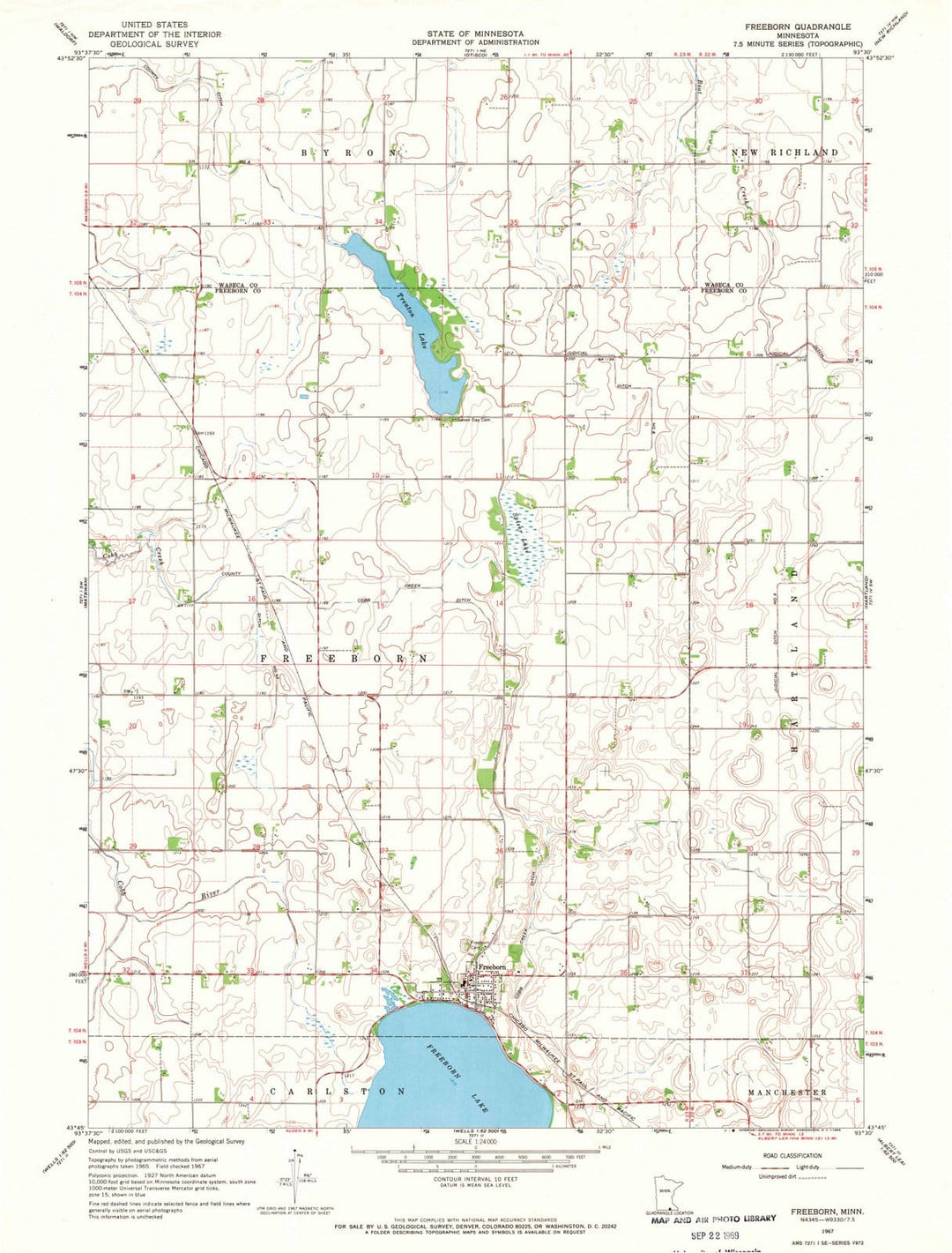 1967 Freeborn, MN - Minnesota - USGS Topographic Map