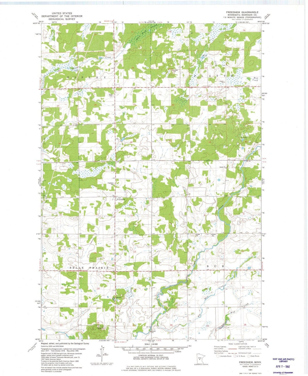 1981 Freedhem, MN - Minnesota - USGS Topographic Map