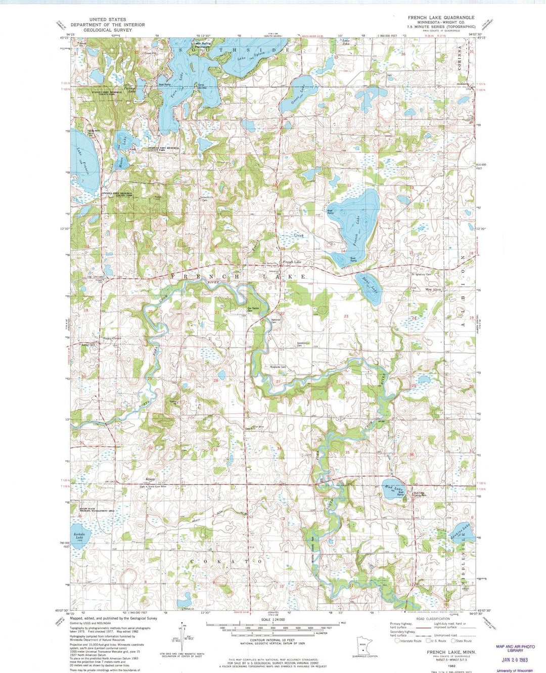 1982 French Lake, MN - Minnesota - USGS Topographic Map