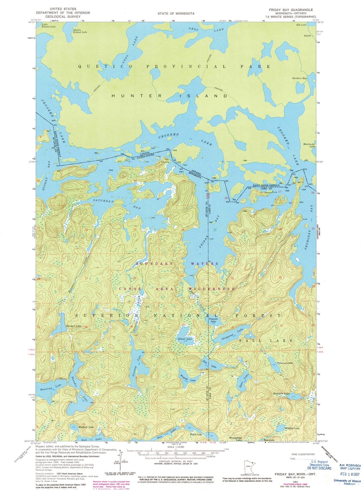 1963 Friday Bay, MN - Minnesota - USGS Topographic Map