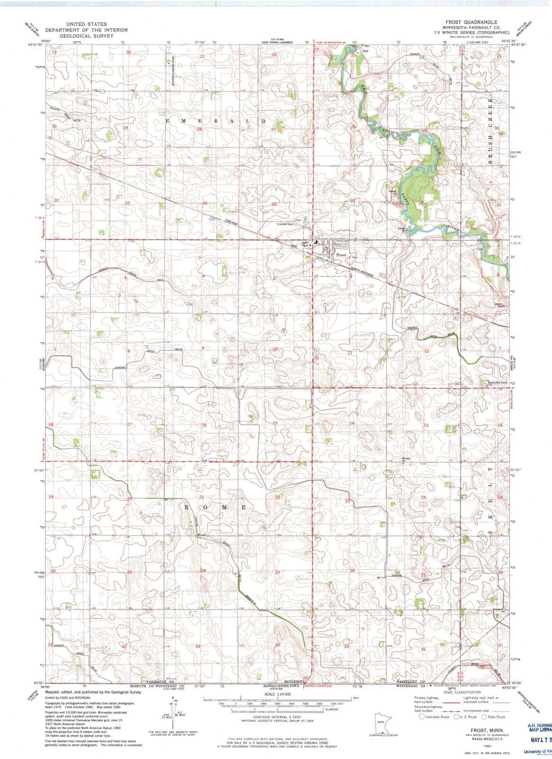 1982 Frost, MN - Minnesota - USGS Topographic Map