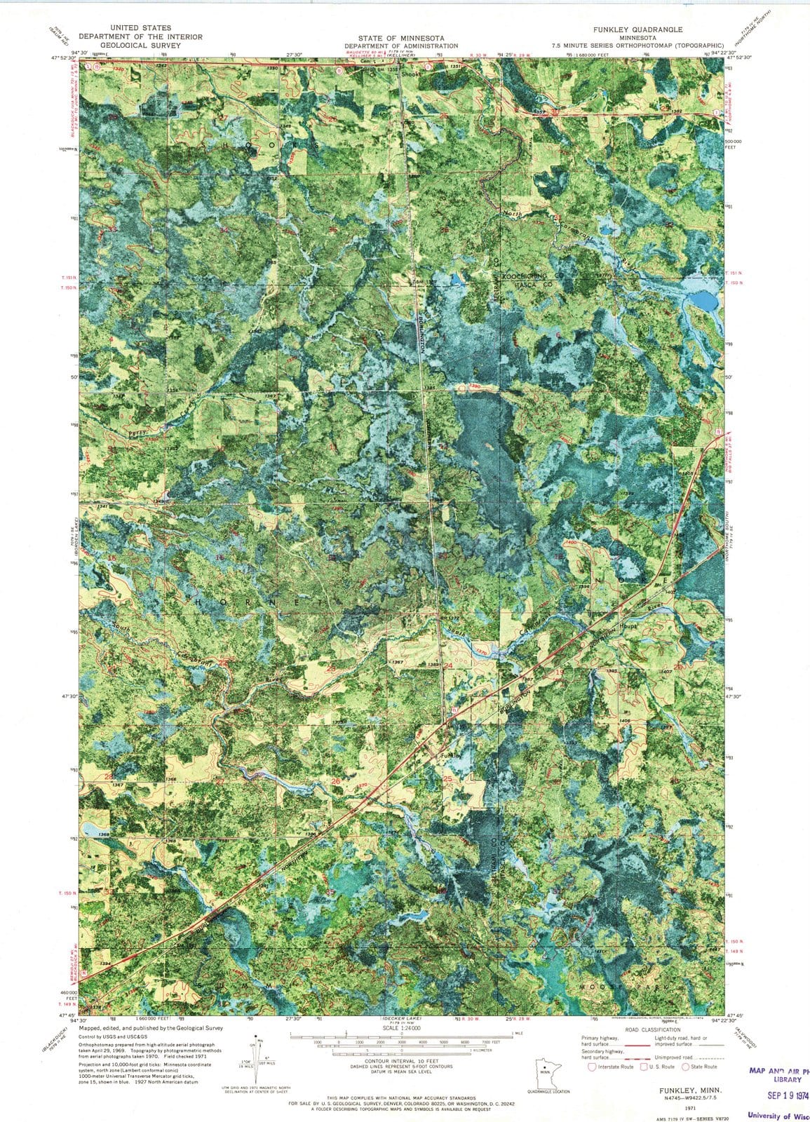 1971 Funkley, MN - Minnesota - USGS Topographic Map