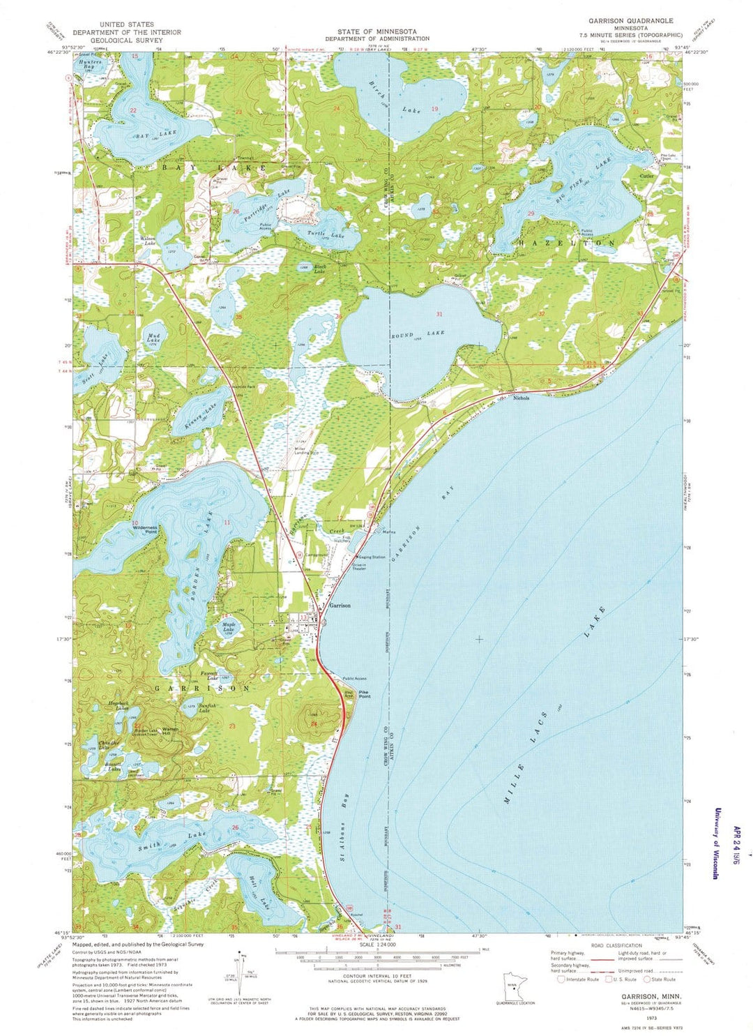 1973 Garrison, MN - Minnesota - USGS Topographic Map