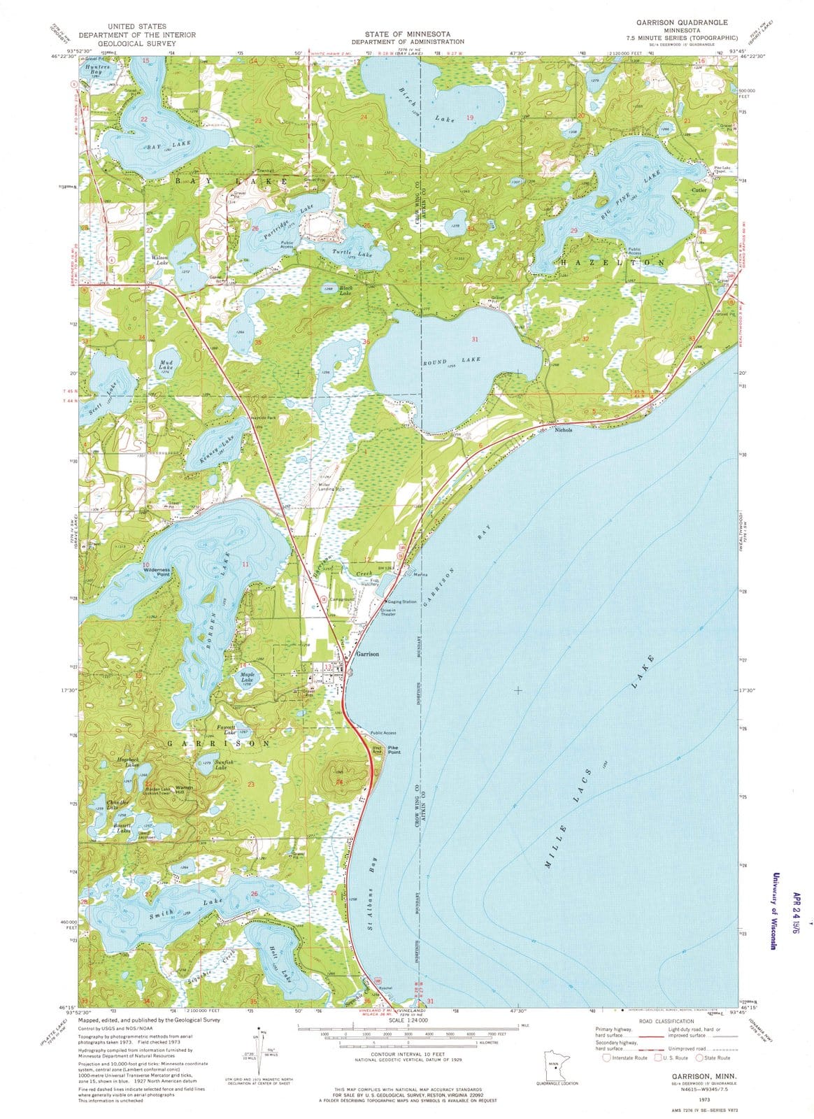 1973 Garrison, MN - Minnesota - USGS Topographic Map