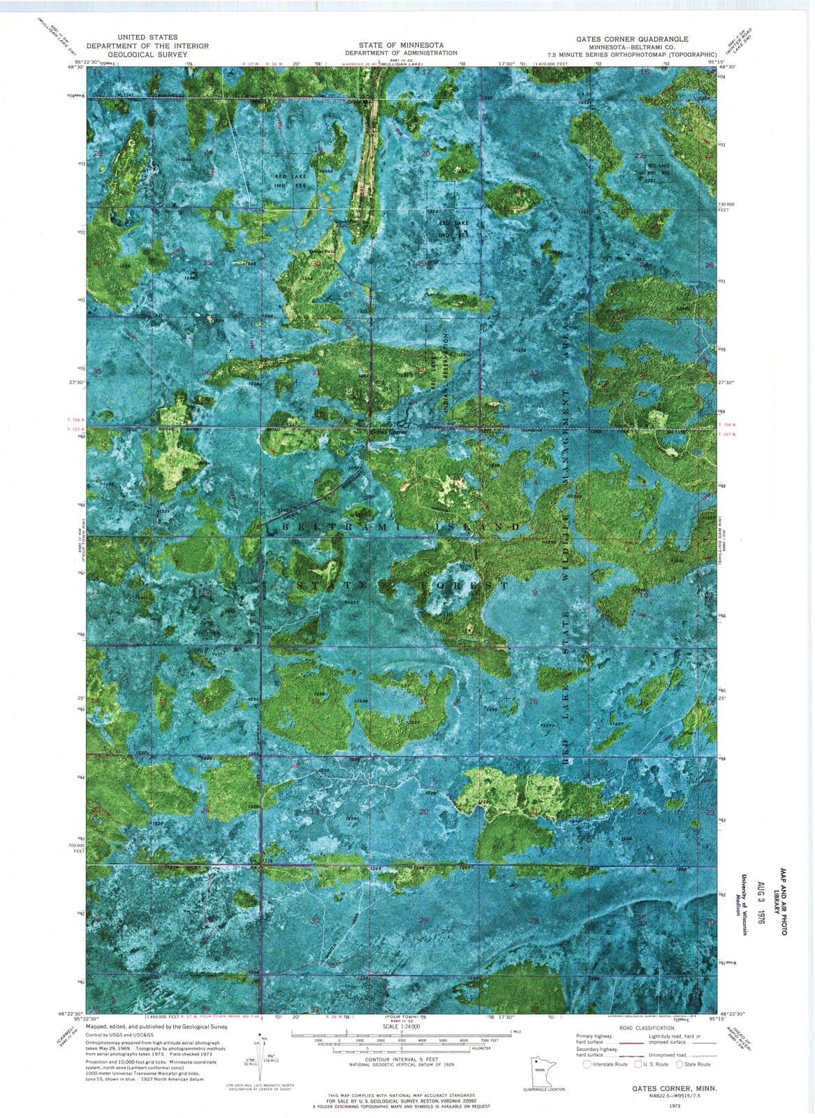 1973 Gates Corner, MN - Minnesota - USGS Topographic Map