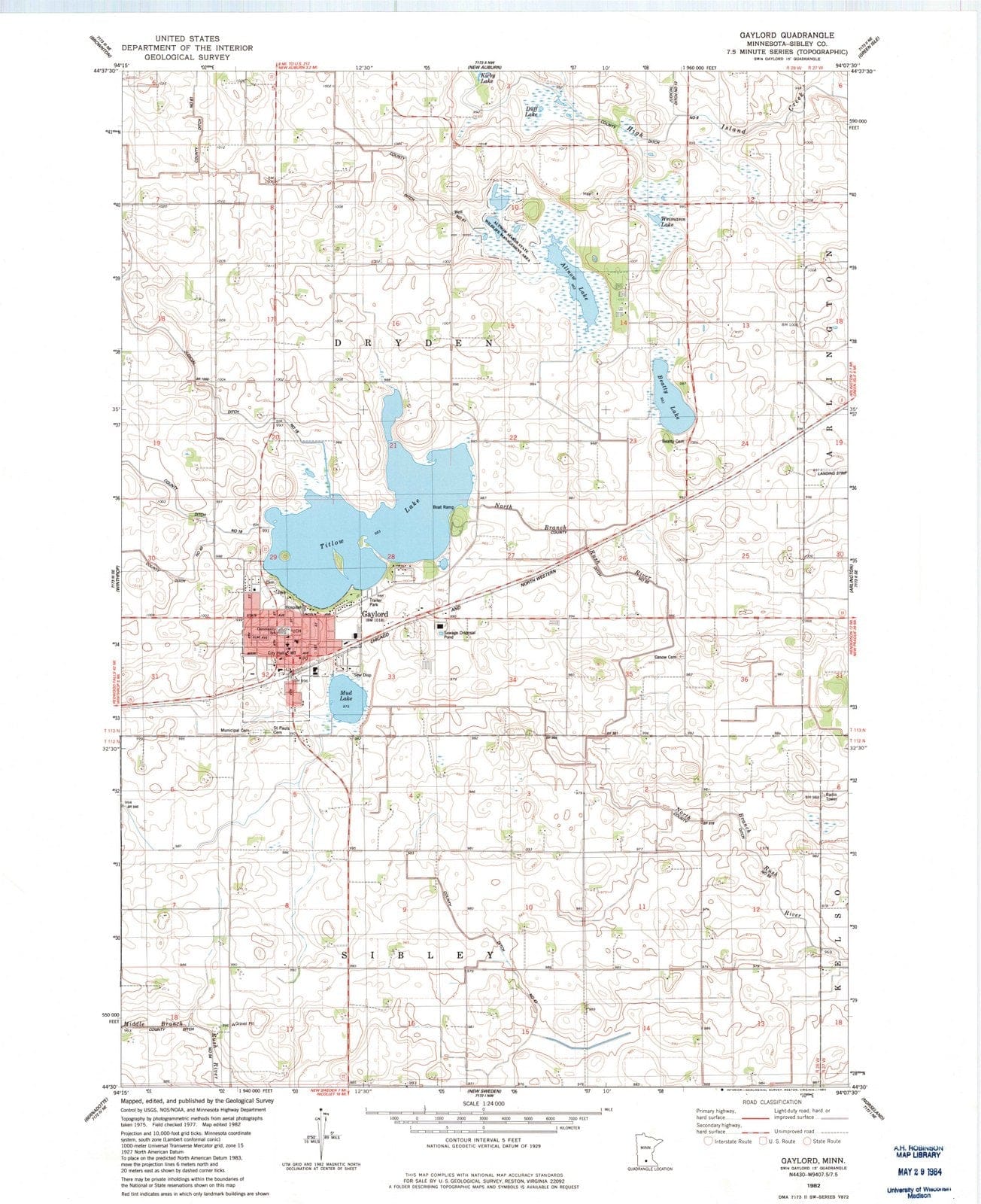 1982 Gaylord, MN - Minnesota - USGS Topographic Map