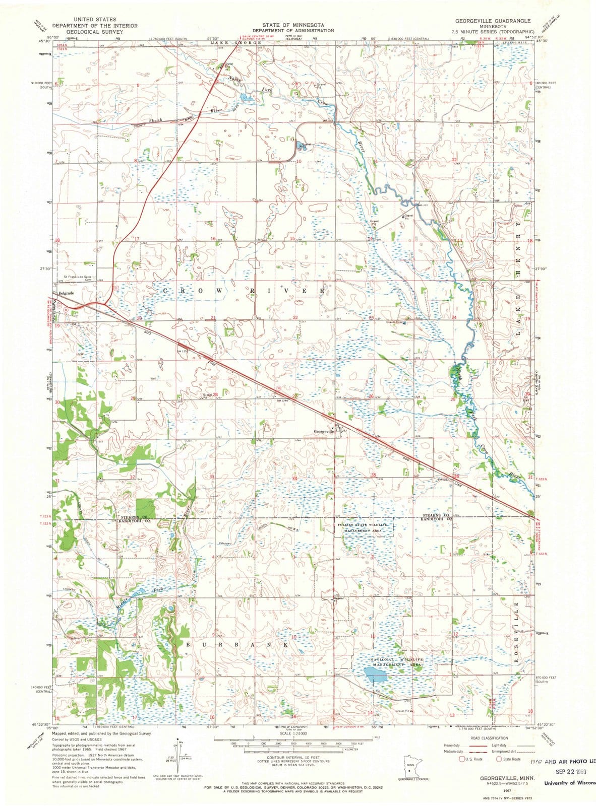 1967 Georgeville, MN - Minnesota - USGS Topographic Map