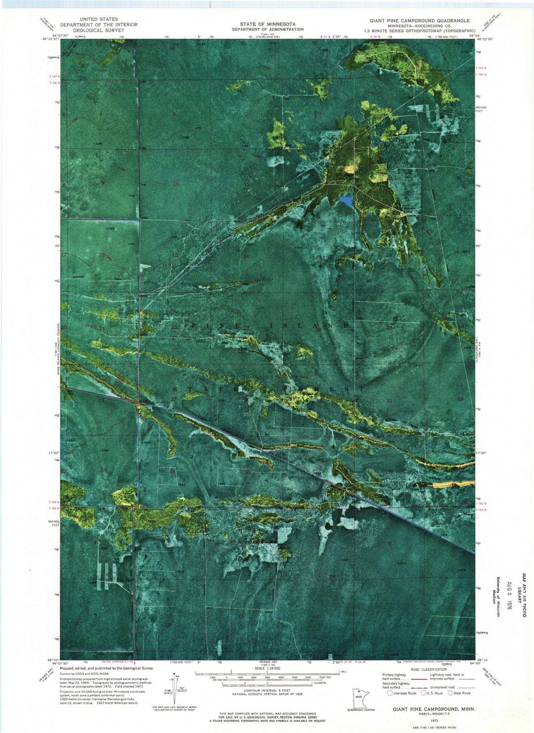 1973 Giant Pine Campground, MN - Minnesota - USGS Topographic Map