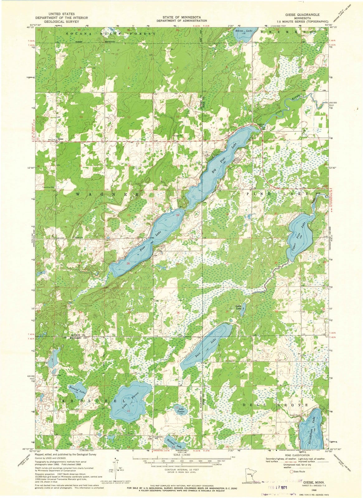 1968 Giese, MN - Minnesota - USGS Topographic Map