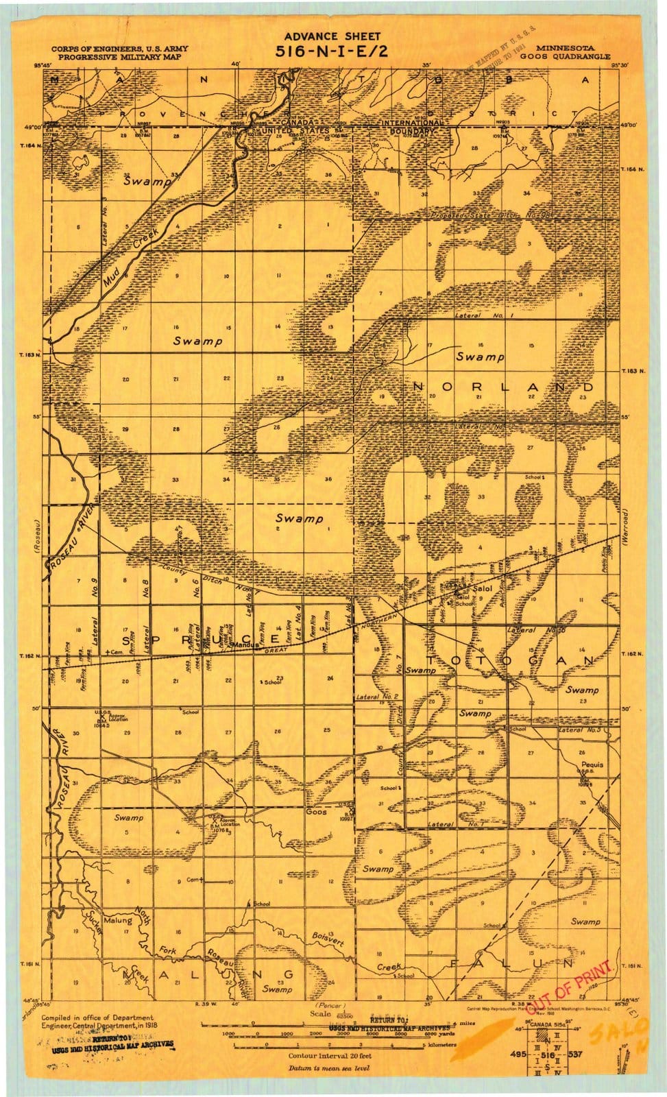 1918 Goos, MN - Minnesota - USGS Topographic Map