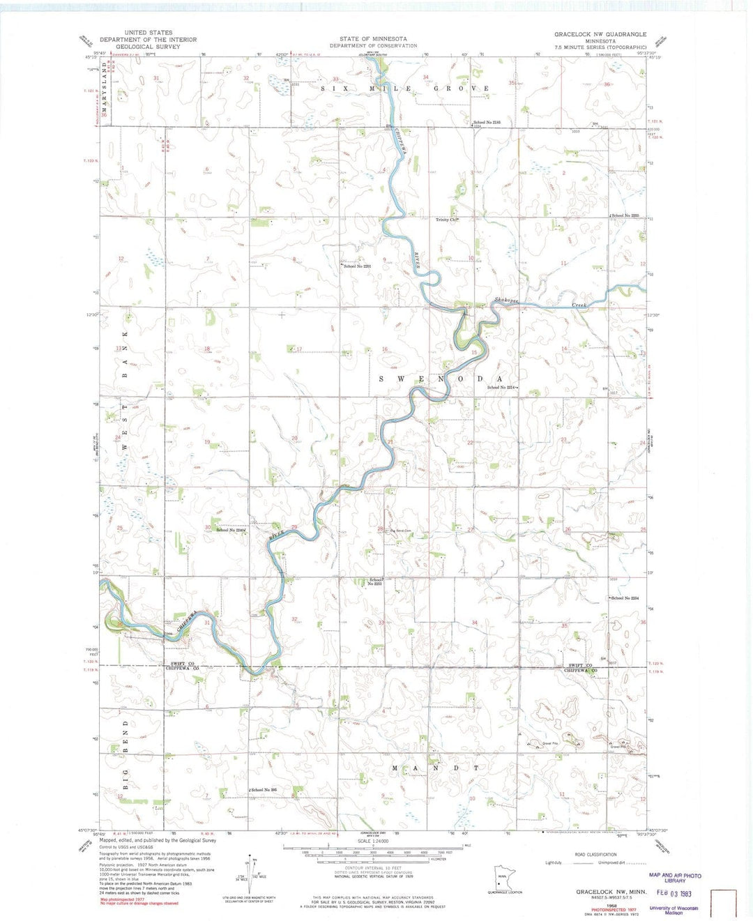 1958 Gracelock, MN - Minnesota - USGS Topographic Map v3