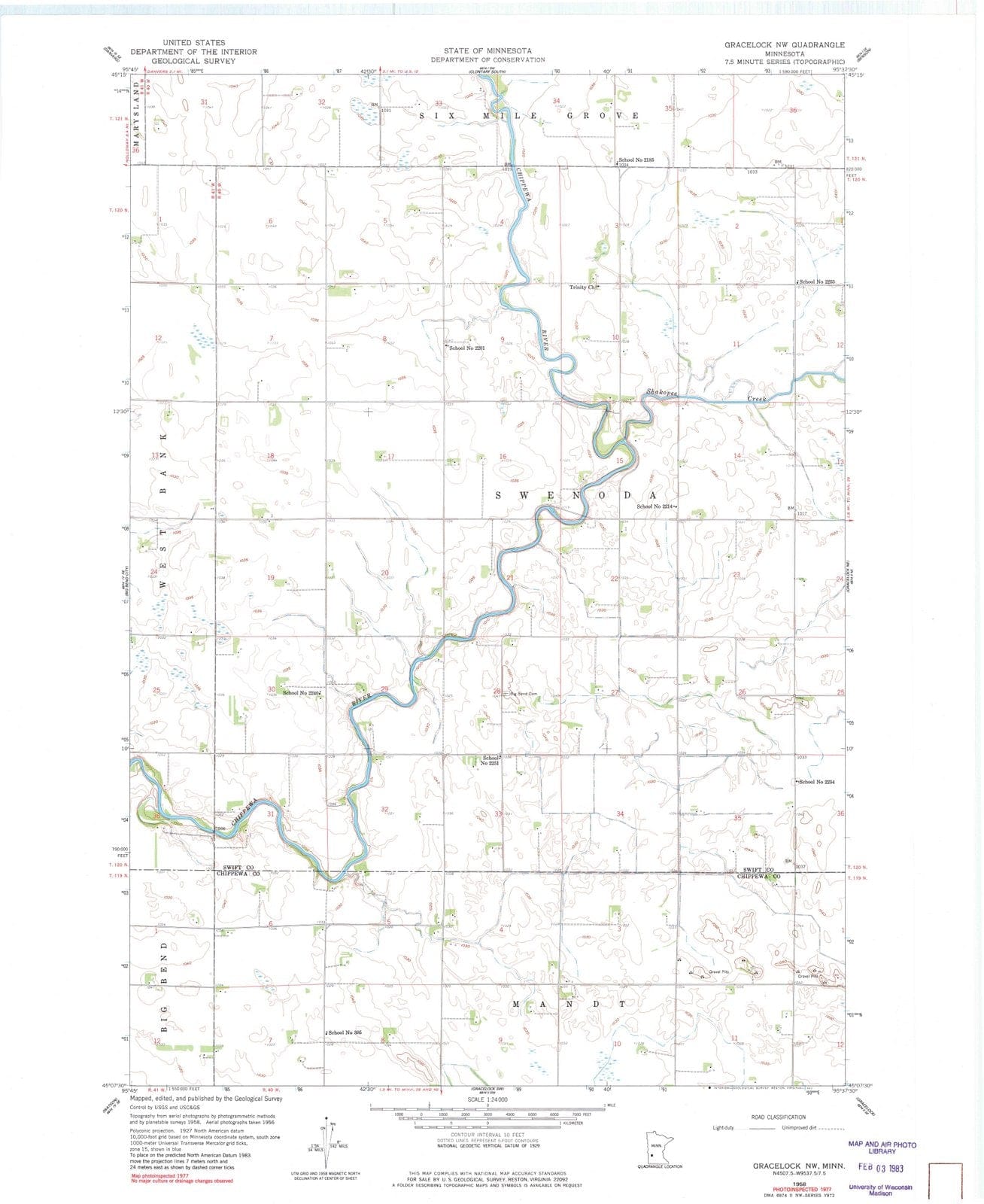 1958 Gracelock, MN - Minnesota - USGS Topographic Map v3