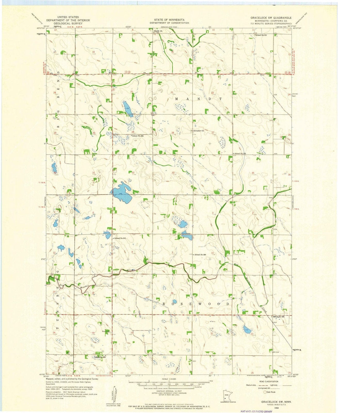 1958 Gracelock, MN - Minnesota - USGS Topographic Map v4