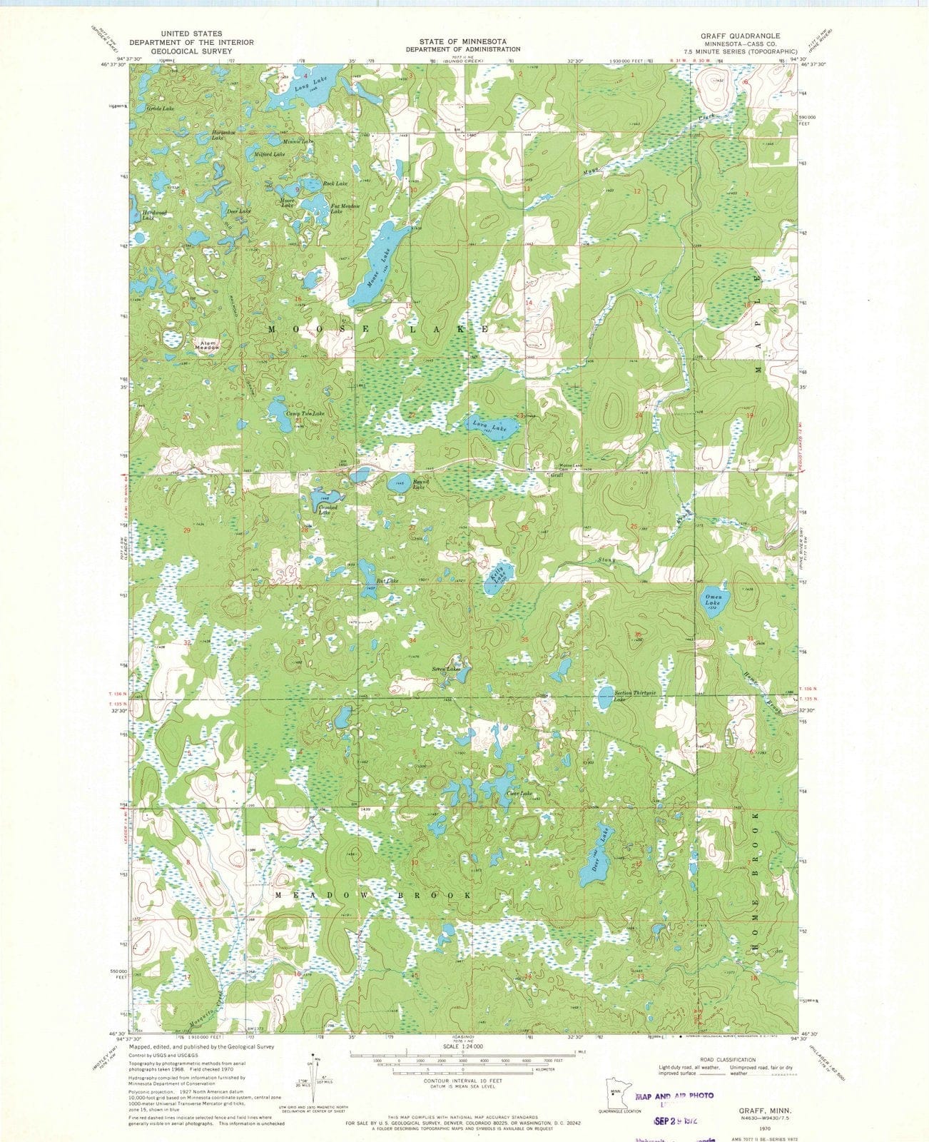 1970 Graff, MN - Minnesota - USGS Topographic Map