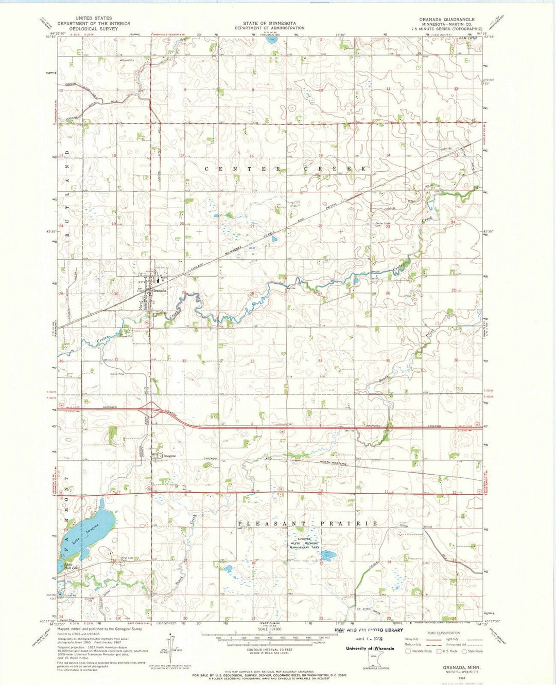 1967 Granada, MN - Minnesota - USGS Topographic Map