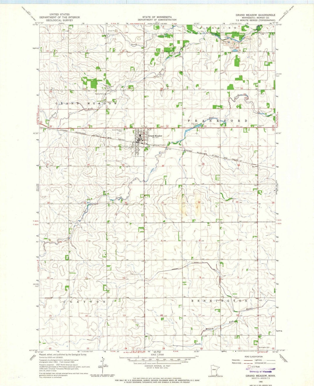 1965 Grand Meadow, MN - Minnesota - USGS Topographic Map