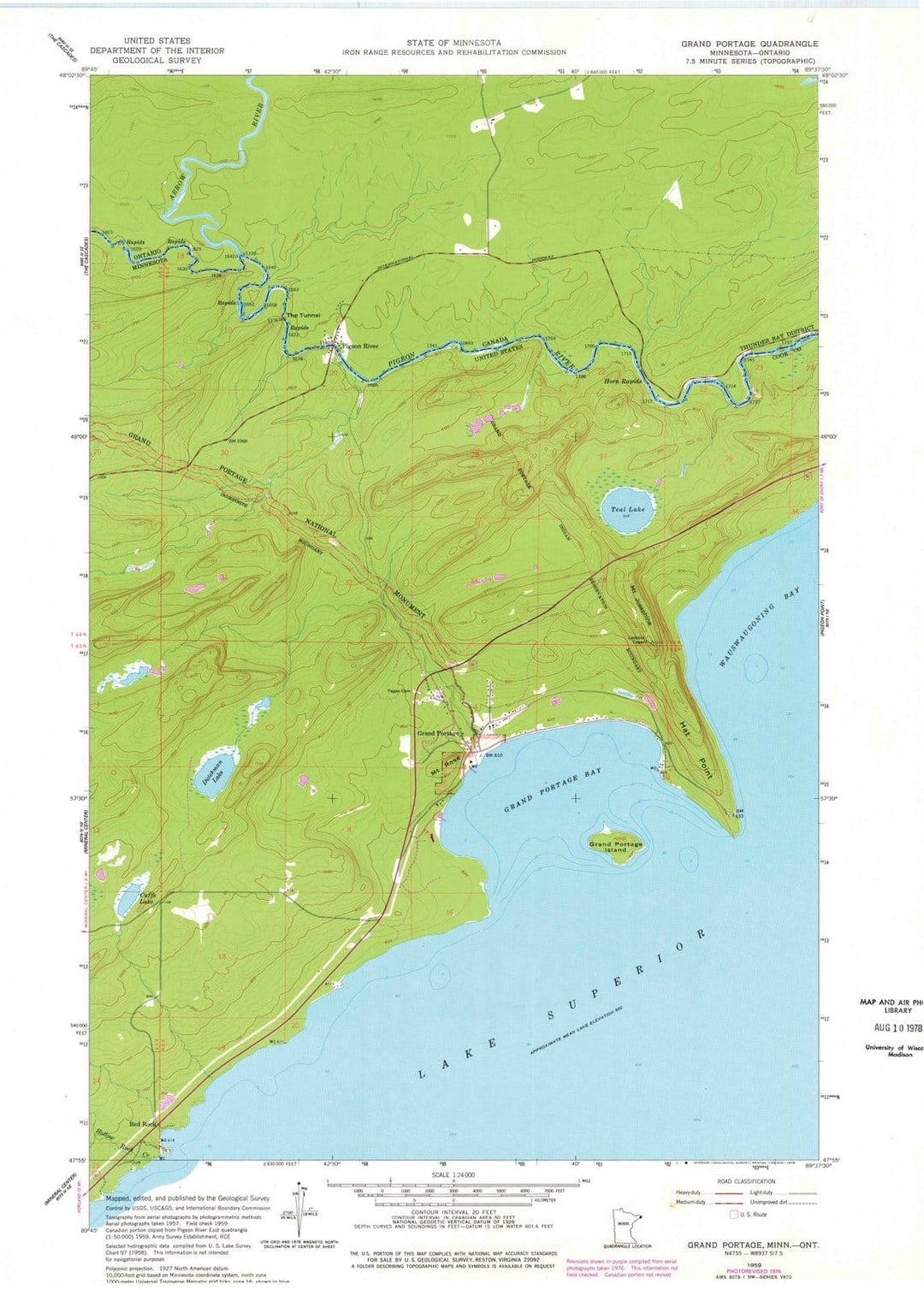 1959 Grand Portage, MN - Minnesota - USGS Topographic Map