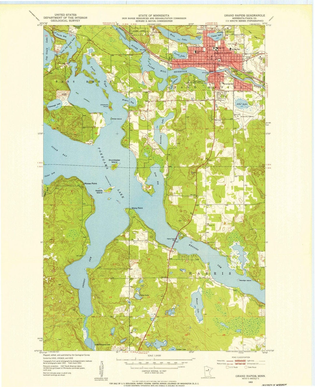 1953 Grand Rapids, MN - Minnesota - USGS Topographic Map