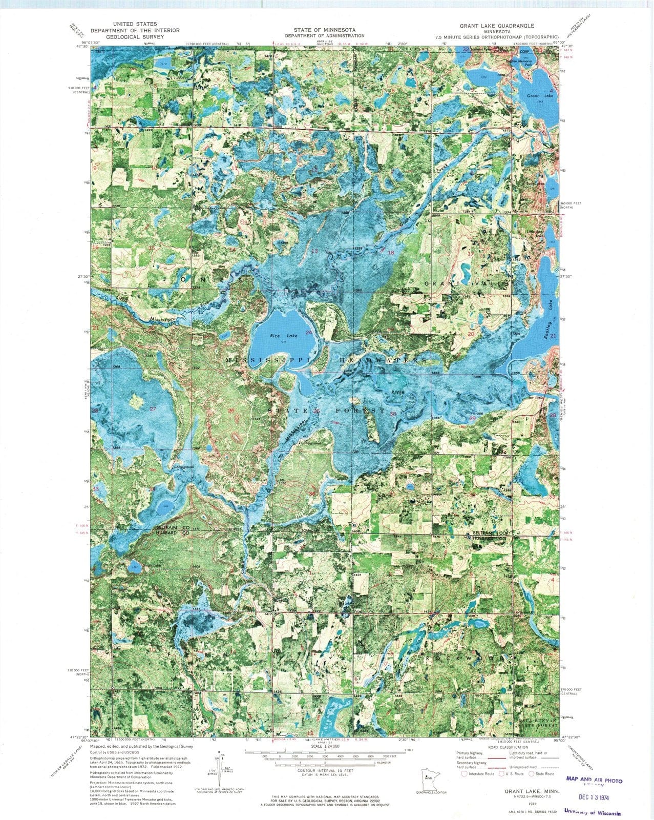 1972 Grant Lake, MN - Minnesota - USGS Topographic Map