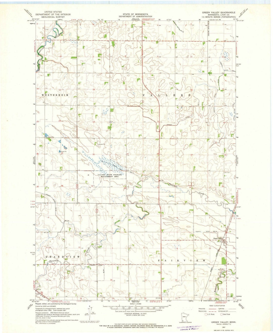 1967 Green Valley, MN - Minnesota - USGS Topographic Map