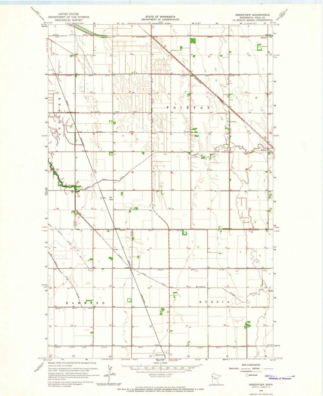 1964 Greenview, MN - Minnesota - USGS Topographic Map