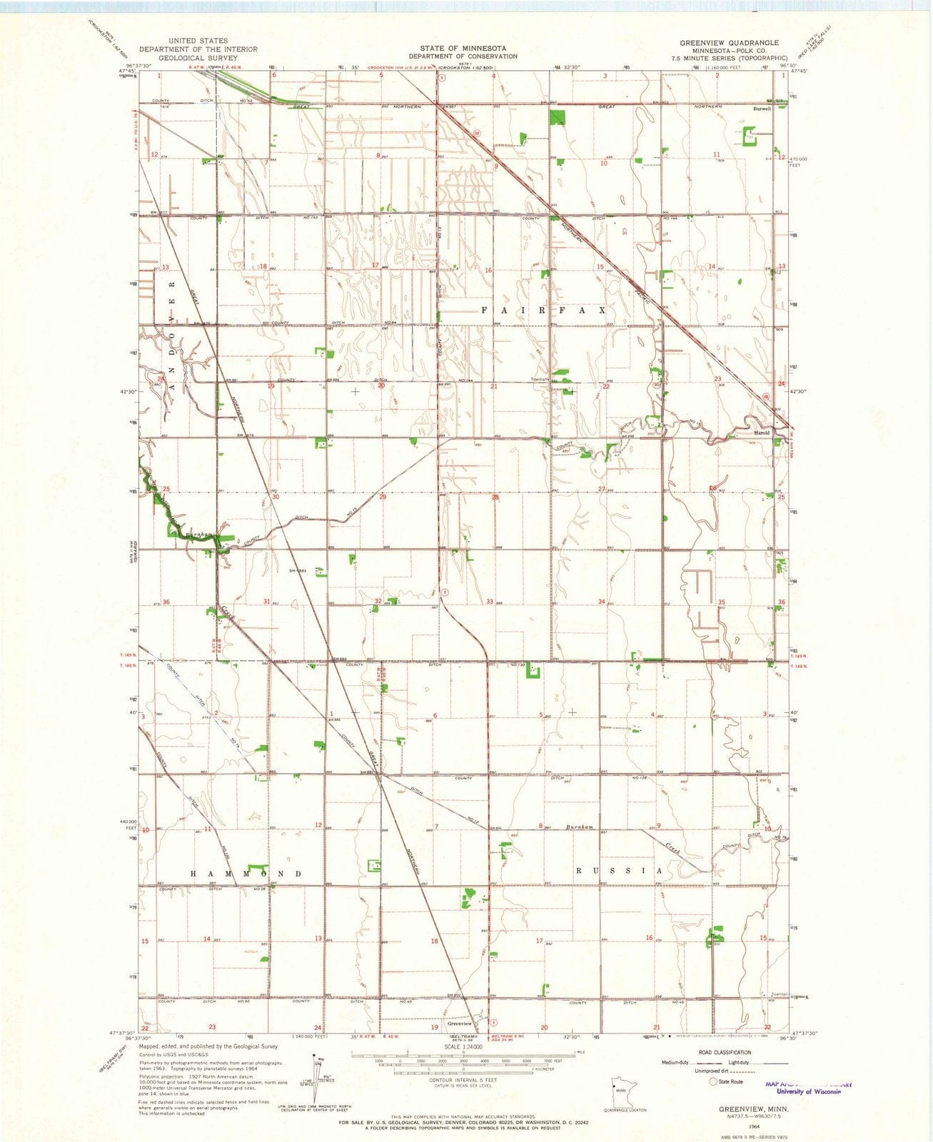 1964 Greenview, MN - Minnesota - USGS Topographic Map