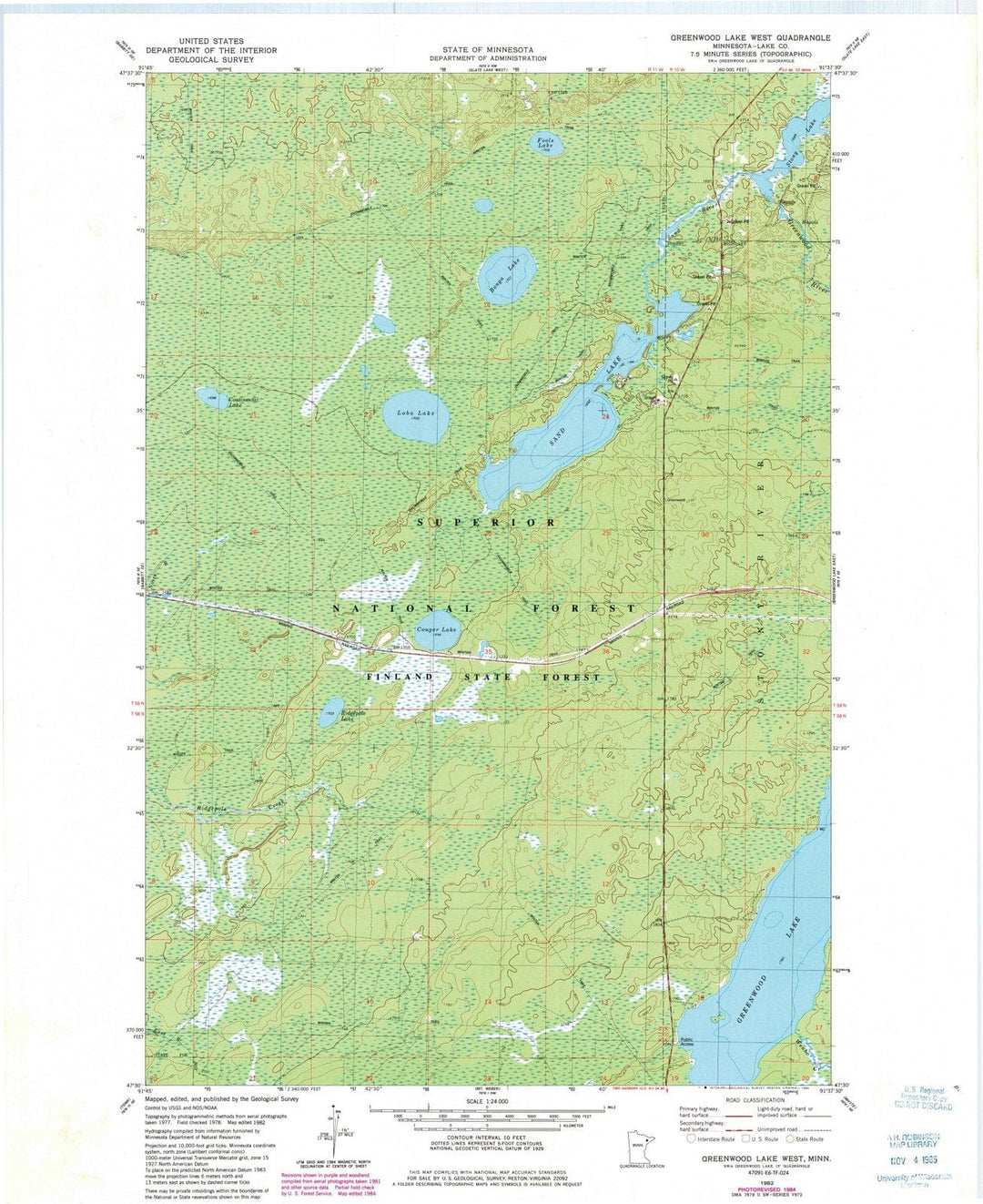 1982 Greenwood Lake West, MN - Minnesota - USGS Topographic Map