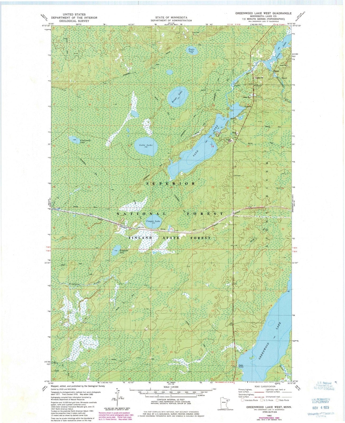 1982 Greenwood Lake West, MN - Minnesota - USGS Topographic Map