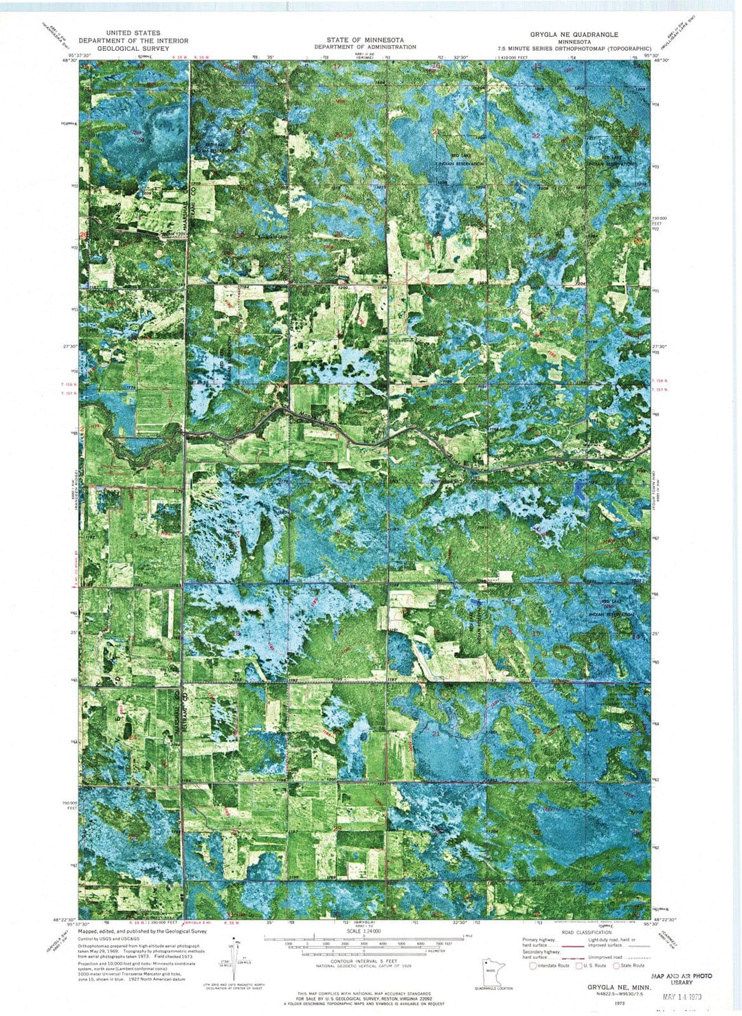 1973 Grygla, MN - Minnesota - USGS Topographic Map