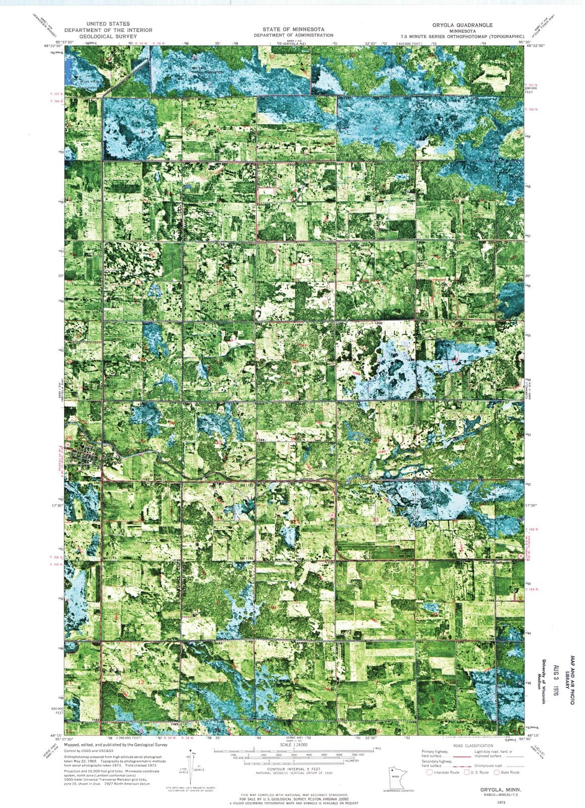 1973 Grygla, MN - Minnesota - USGS Topographic Map v3