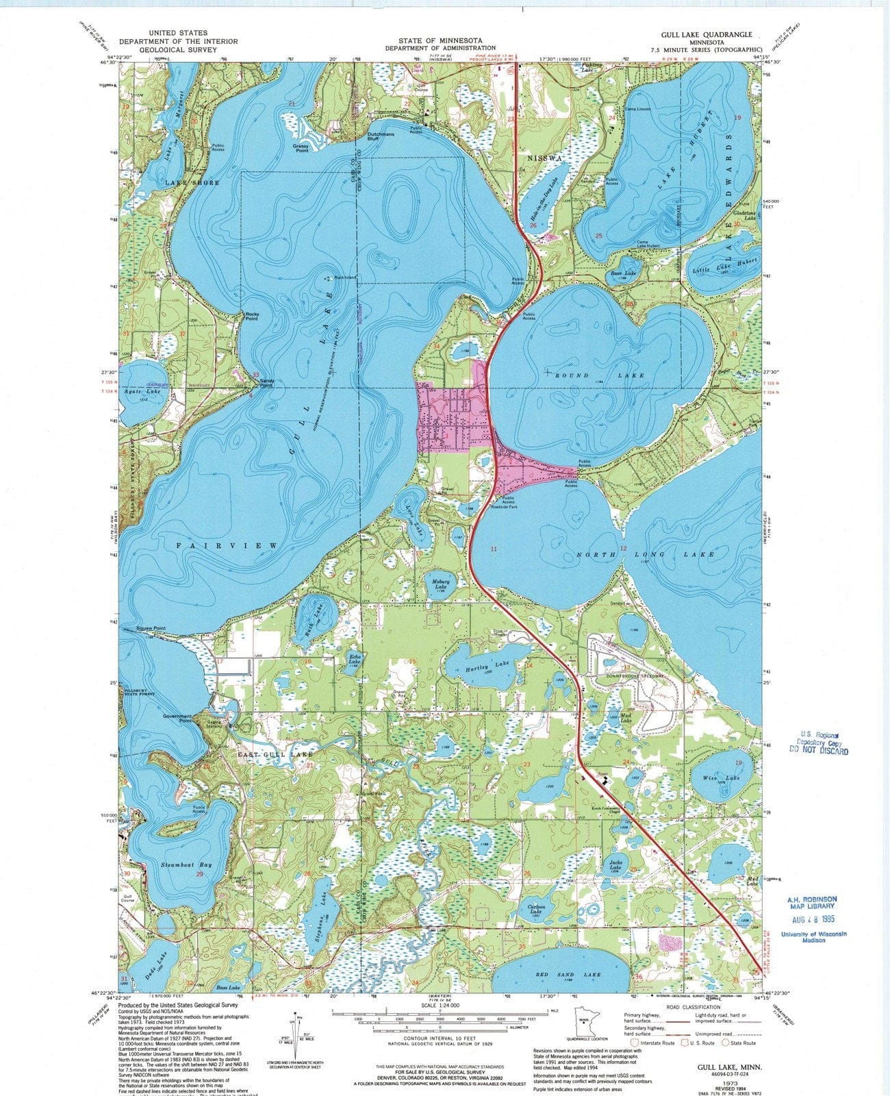 1973 Gull Lake, MN - Minnesota - USGS Topographic Map