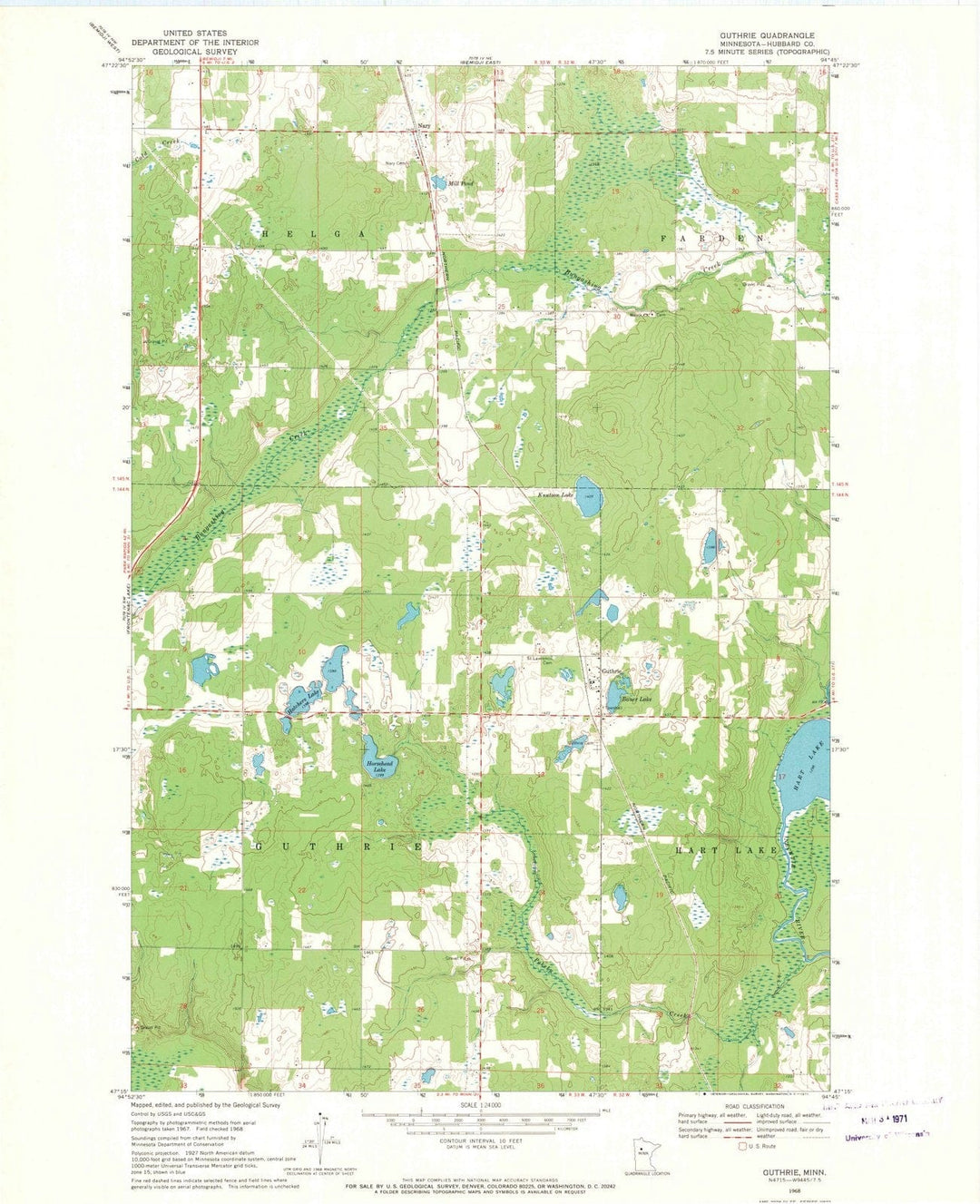 1968 Guthrie, MN - Minnesota - USGS Topographic Map